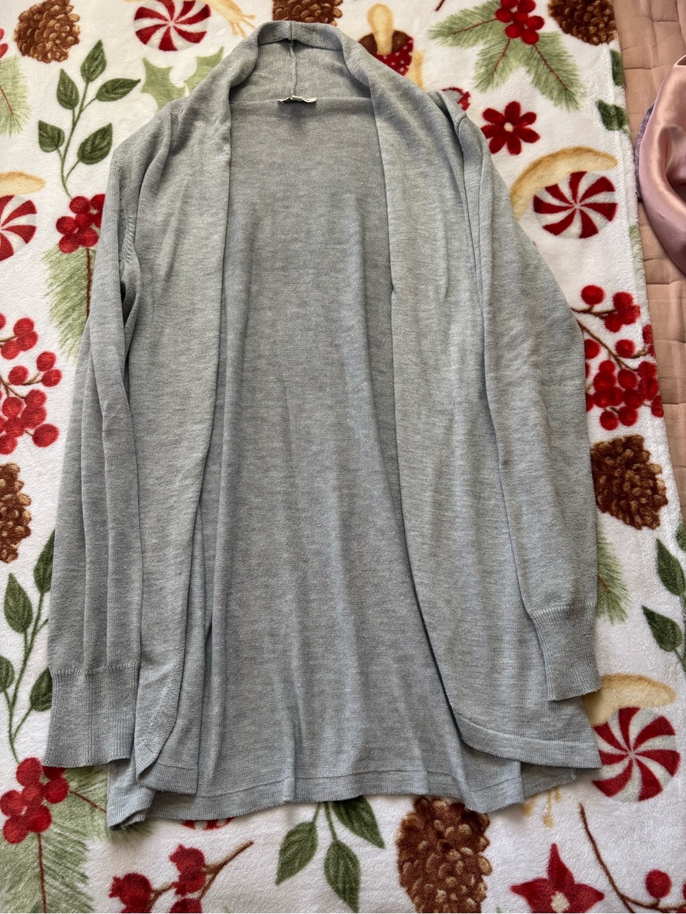 Women's Gray Long Sleeve Open Front Cardigan Sweater
